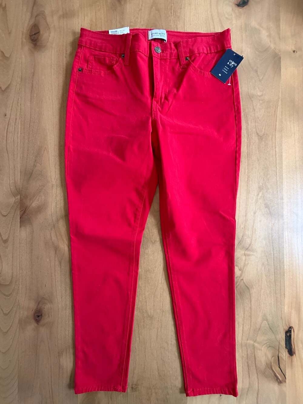 Crown & Ivy Red Hot Skinny Denim Jeans Size 6P